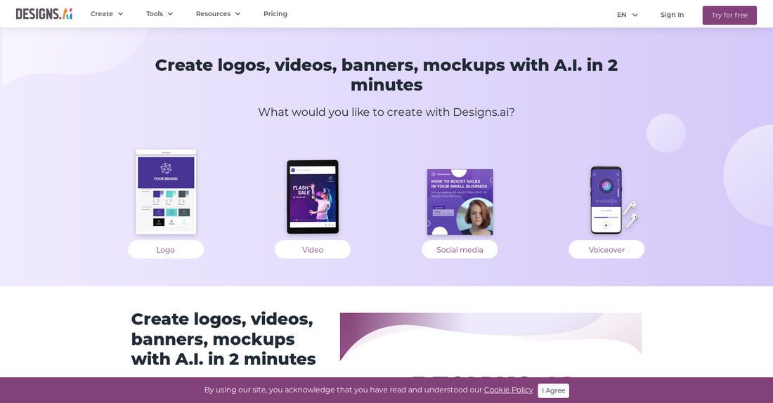Designs AI - Creación de logos y anuncios por Yeswelab.com
