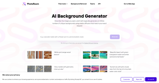 AI Background Generator by PhotoRoom - Backgrounds por Yeswelab.com