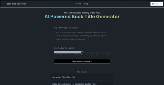 AI Book Title Generator - Títulos de libros por Yeswelab.com