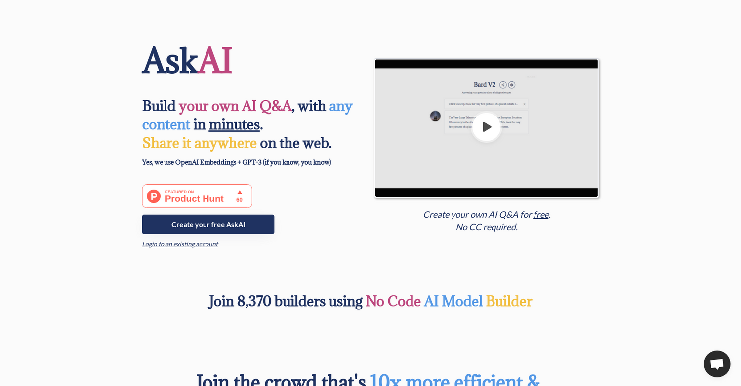 AskAI La herramienta de IA para crear sistemas de preguntas y respues Chart Ask Ai Com