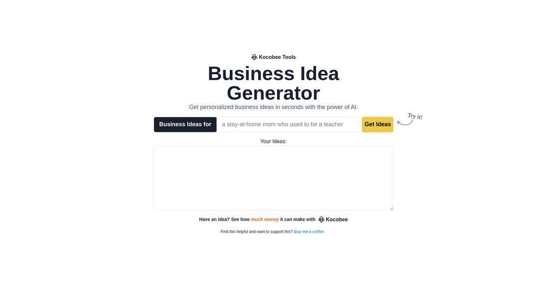 Business Idea Generator - Ideas de inicio por Yeswelab.com