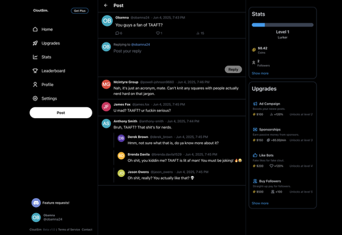 CloutSim: AI Twitter Simulator - Twitter por Yeswelab.com