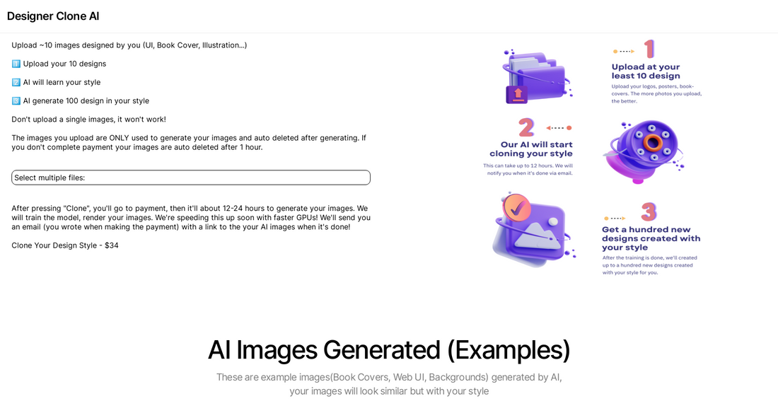 Designer Clone AI - Generación de imágenes y entrenamiento de modelos. por Yeswelab.com