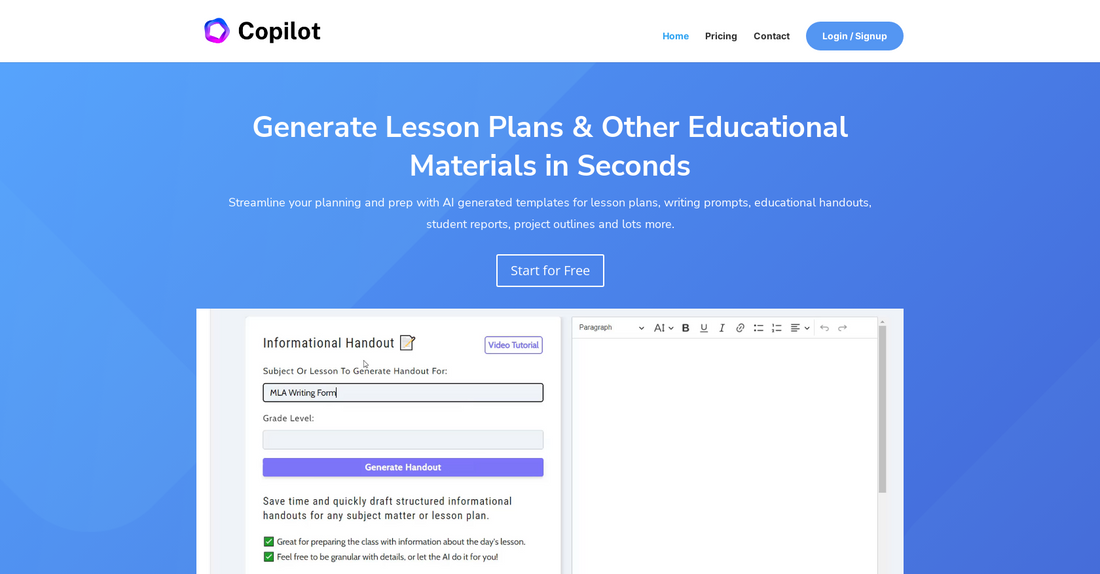 Education CoPilot - Planes de lecciones escolares por Yeswelab.com