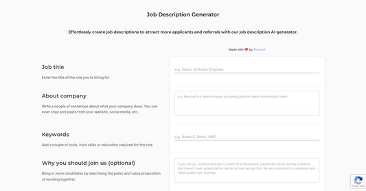 Job Description Generator - Descripciones de trabajo por Yeswelab.com