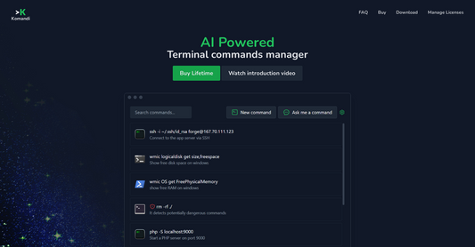 Komandi - Gestión de comandos de terminal por Yeswelab.com