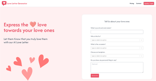 Love Letter Generator - Cartas de amor de san valentin por Yeswelab.com