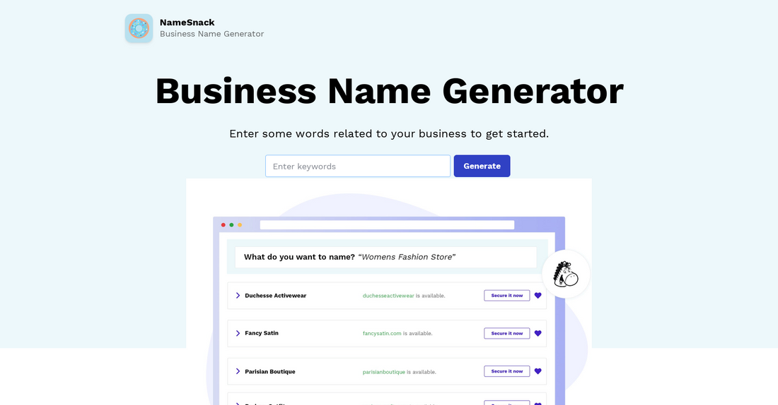 NameSnack - Generación de nombre comercial por Yeswelab.com