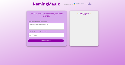 Naming Magic - Generación de nombre comercial por Yeswelab.com