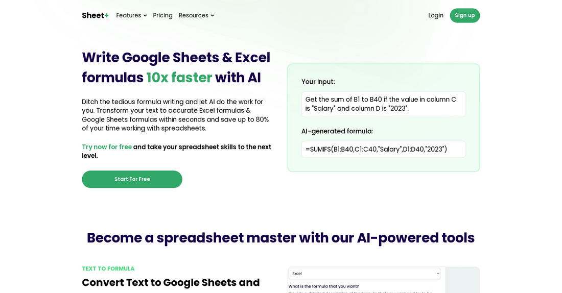 Sheet+ - Fórmulas de Excel por Yeswelab.com