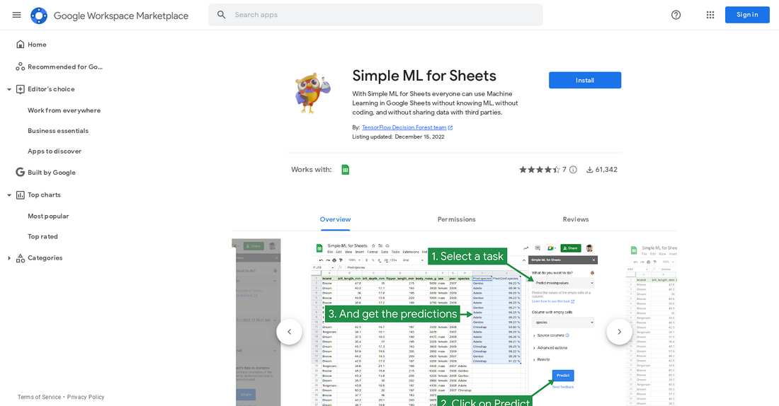 Simple ML - Hojas de cálculo de Google por Yeswelab.com