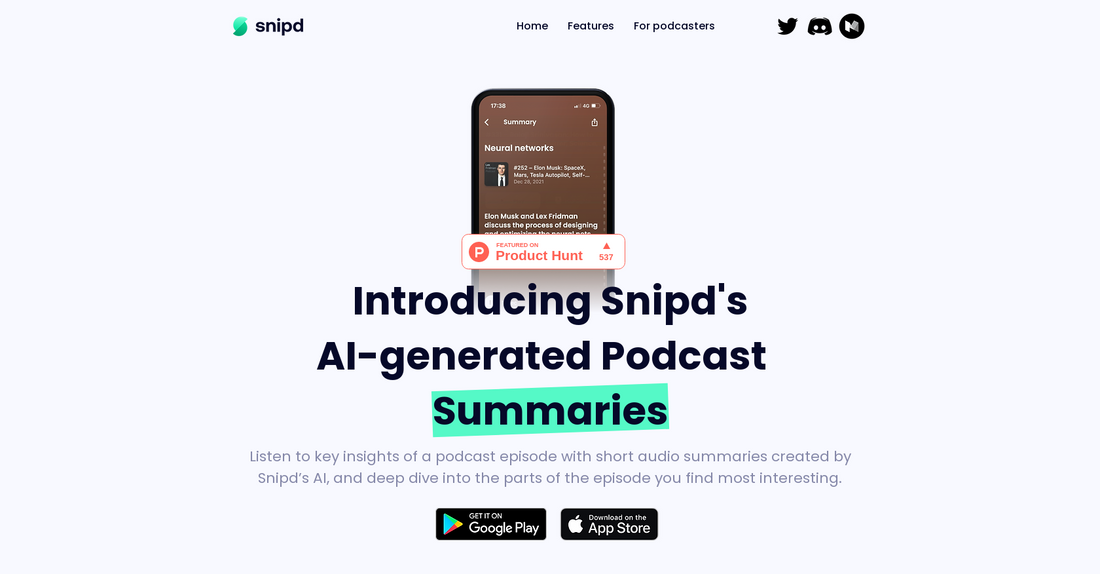 Snipd Podcast Summaries - Edición de podcasts por Yeswelab.com