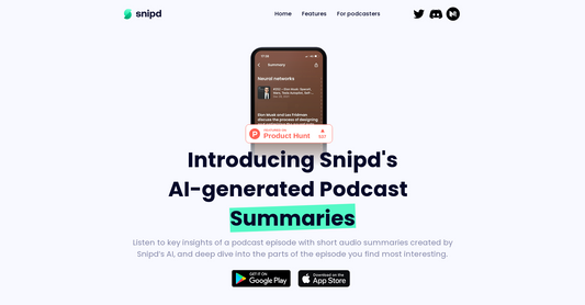Snipd Podcast Summaries - Edición de podcasts por Yeswelab.com