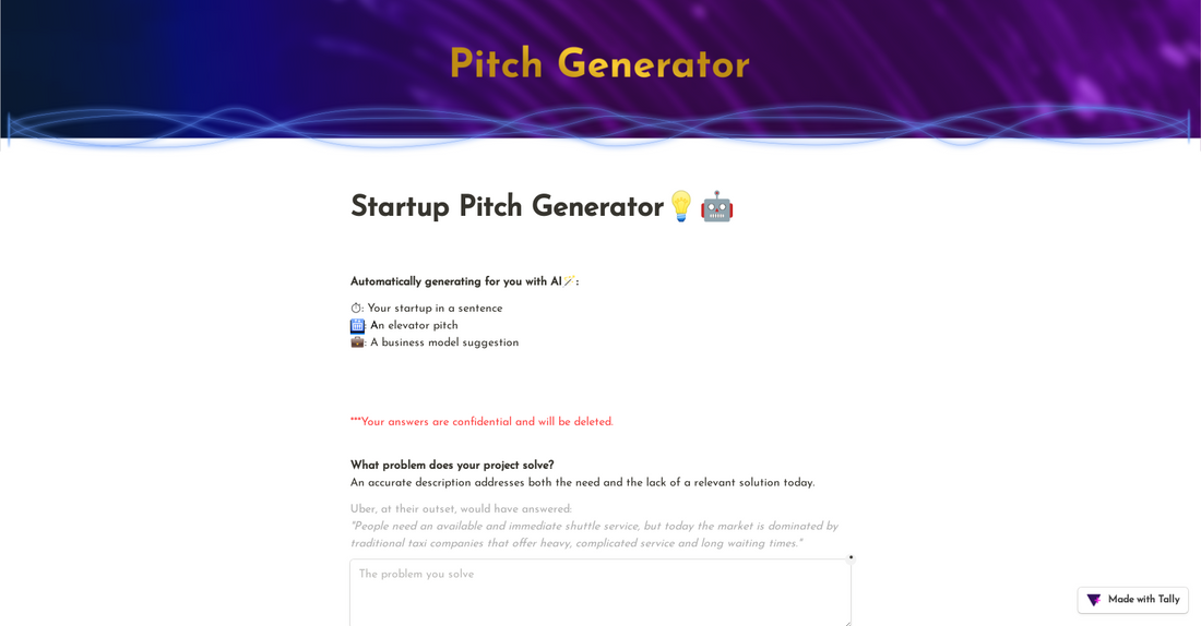 Startup Pitch Generator - Pitch decks por Yeswelab.com