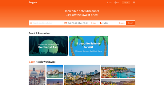 Staypia - Precios de hoteles por Yeswelab.com