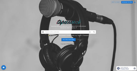 Tapesearch - Transcripción de podcasts por Yeswelab.com