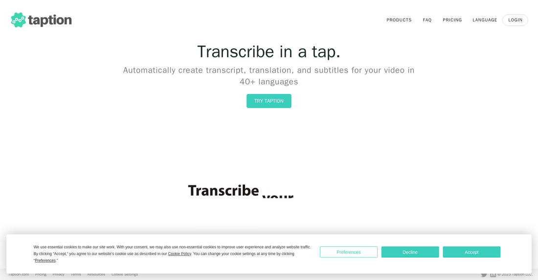 Taption - Transcripción y traducción de videos por Yeswelab.com