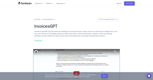 Tonkean InvoicesGPT - Procesamiento de factura por Yeswelab.com