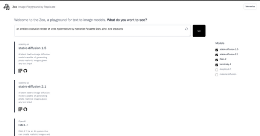 Zoo by Replicate - Generación de imágenes de distintos modelos por Yeswelab.com